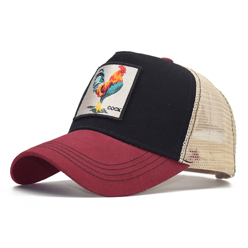 Popular Amazon bordado animal de algodón de malla gorra de béisbol de las mujeres de los hombres de deportes al aire libre gorra enarbolada