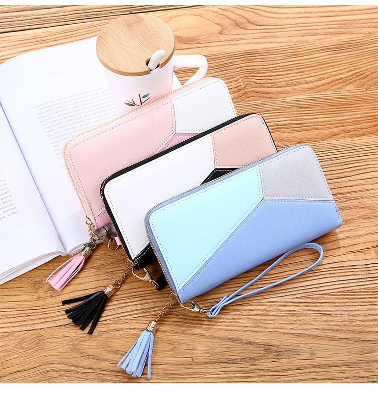 135g Weight Synthetic Leather Lining Material Zipper Closure Type Long Wallet Bags Type Business Occasion PU Leather Material Color Block Pattern All Seasons Season Women'S Gender Fashion Style Square Shape Women's All Seasons Pu Leather Color Block Fashion Square Zipper Long Wallet