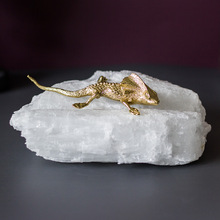簡約輕奢純銅蜥蜴擺件天然晶石動物擺設件室內桌面辦公家居裝飾品
