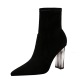 3126-1 European and American style winter fashion simple transparent crystal heel super high suede thin sexy nightclub short boots