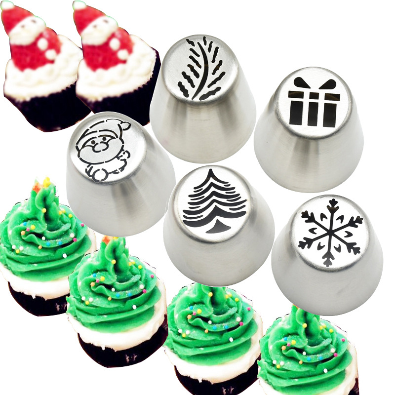 5pcs Christmas Cake Decorating Kit Russian Piping Tips Pastry Icing Bags Nozzles Ebay