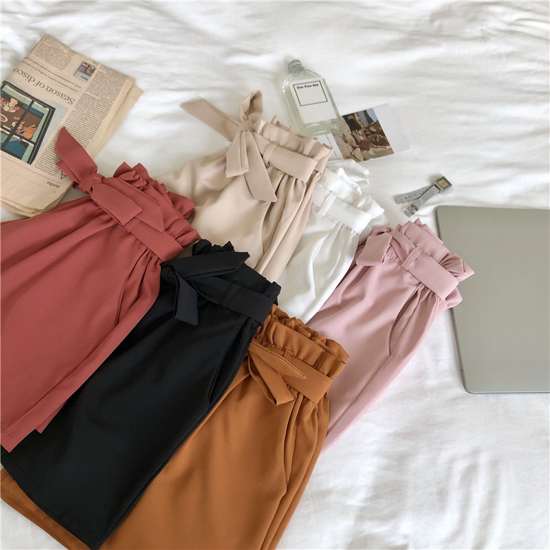 Women's Street Casual Solid Color Shorts Bowknot Wide Leg Pants display picture 2