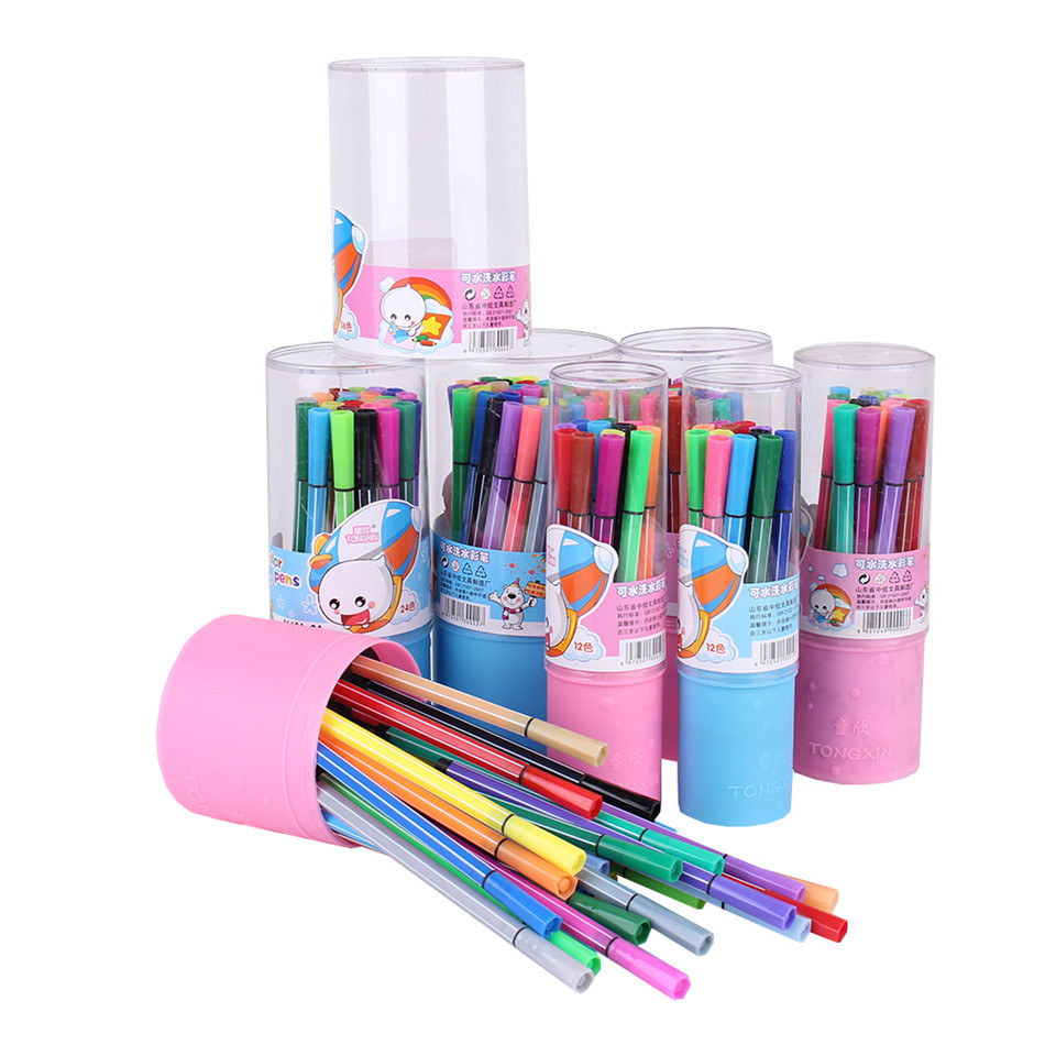 1 pluma de acuarela lavable 12 colores 24 colores cepillo de jardín de infantes 36 colores pintado a mano traje de pintura de pluma de color de gran capacidad