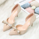 9928-20 European and American Single Shoe Women Spring 2019 New Style Women's Shoes Slim-heeled Tip-toed Women's Sandals High-heeled Women's Shoes