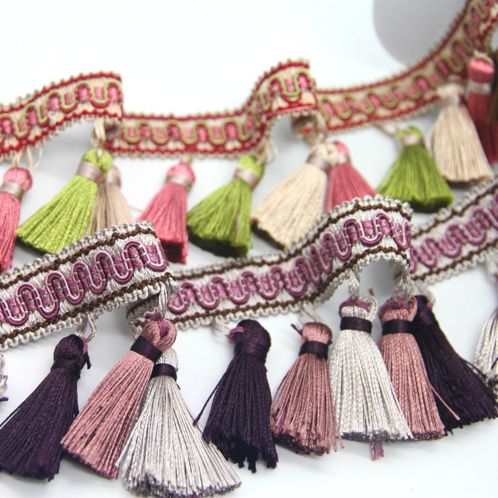 厂家供应三色吊球花边 窗帘花边 流苏吊穗 帘头装饰窗帘配件