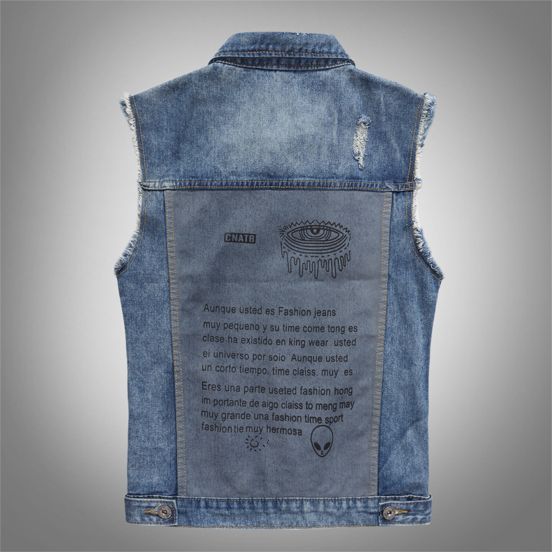 Men's Large Size Spring and Autumn Denim Vest Locomotive Korean-style Foreign Trade Pest Horse Clip Rick Edge Waistcoat Vest