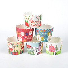 Christmas hard and thick small size heat-resistant muffin cupcake paper cups, 50 pieces of muffin cupcake paper trays