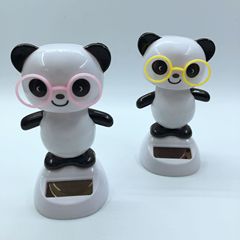 創意太陽能搖擺公仔 卡通熊貓汽車擺件車載飾品外貿批發