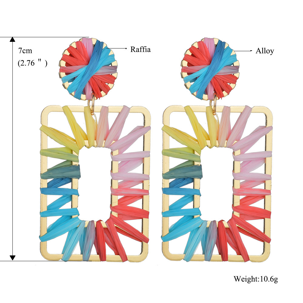 Neue Herzförmige Geometrische Quadratische Runde Bastohrringe display picture 2