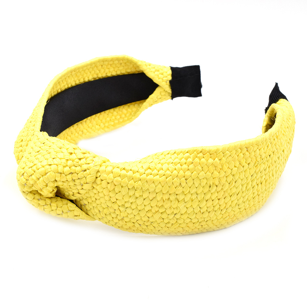 New Raffia Woven Fabric Wide-brimmed Headband Knotted Hair Accessories Wholesale display picture 10