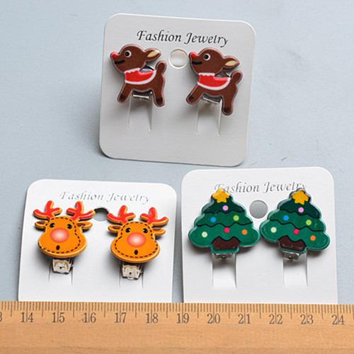 8g Weight Ear clips Classification 1 Pair Quantity Holiday Occasion Plastic Material Christmas Festival Cartoon Character Pattern Kid'S Gender Fashion Style Fashion Cartoon Character Plastic Christmas Kid'S Ear Clips 3