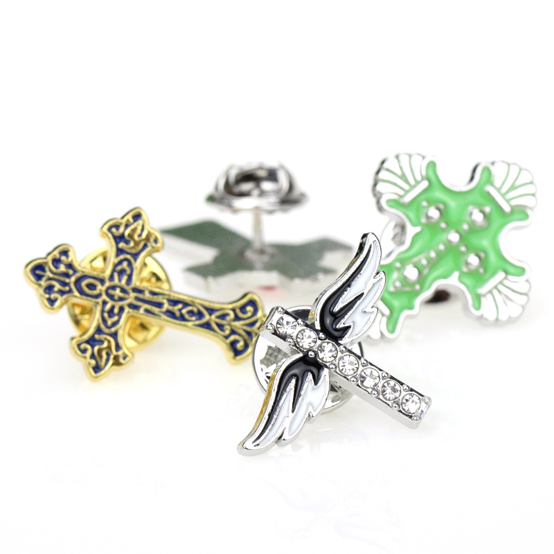 Religious Cross Brooches Bras Spot Bags Jackets Retro Wings Brooches display picture 4