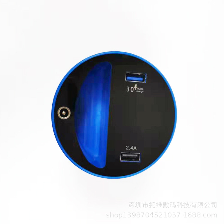 爆款新品多功能胎壓卡槽杯充QC3.0快充車充杯雙usb車載充電器