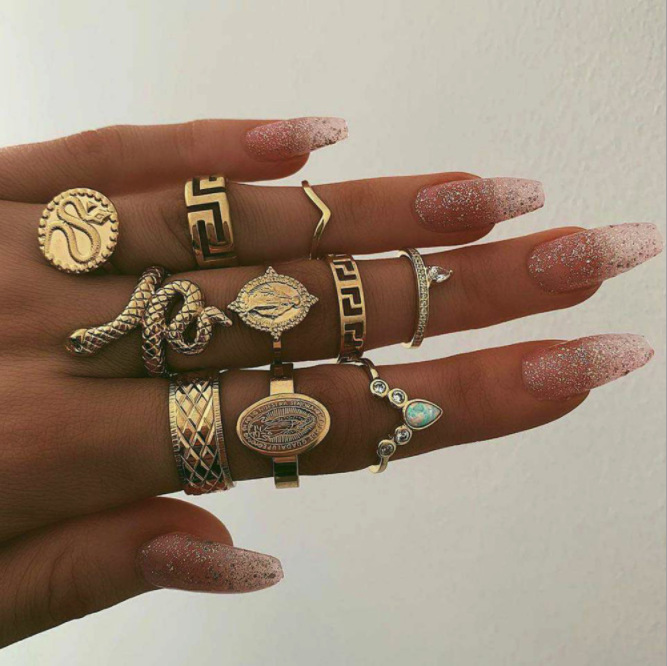 Cross-border fashion alloy ring European...