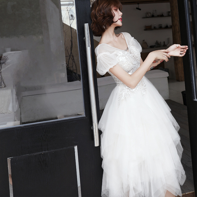 Evening Dresses cocktail party banquet dress vestido de banquete de cctel  Very fairy evening dress white long party dress fluffy skirt girl