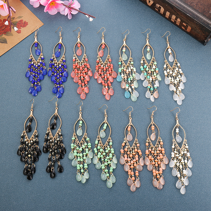 1 Pair Fashion Geometric Alloy Seed Bead Plating Women's Drop Earrings display picture 16