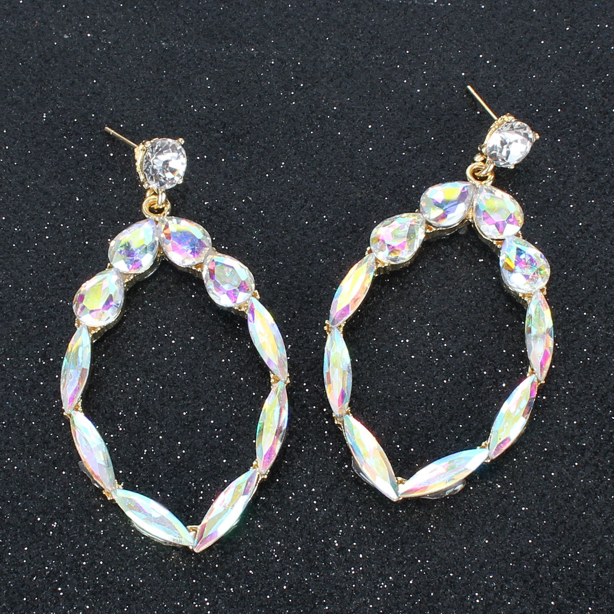 Colorful Diamond Earrings Fashion Personality Geometric Alloy Diamond Earrings Female display picture 2