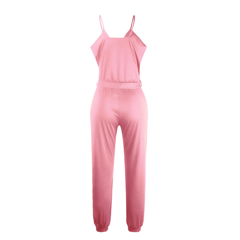 Women Clothing Solid Color Sling Belt Jumpsuit