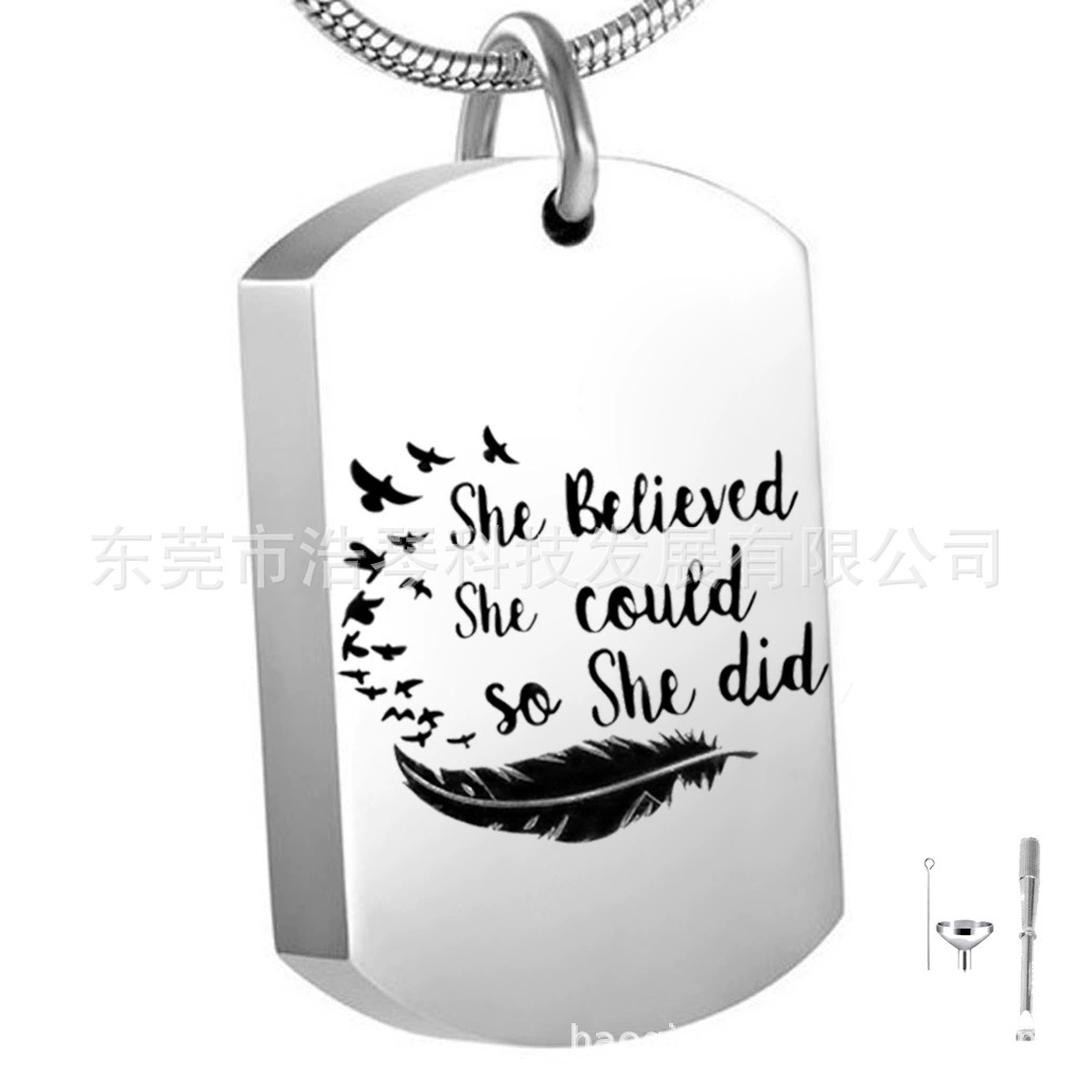 Европейские и американские украшения памятное ожерелье из пепла домашних животных из нержавеющей стали Военный бренд кулон кремация ювелирные изделия Аксессуары для флаконов духов