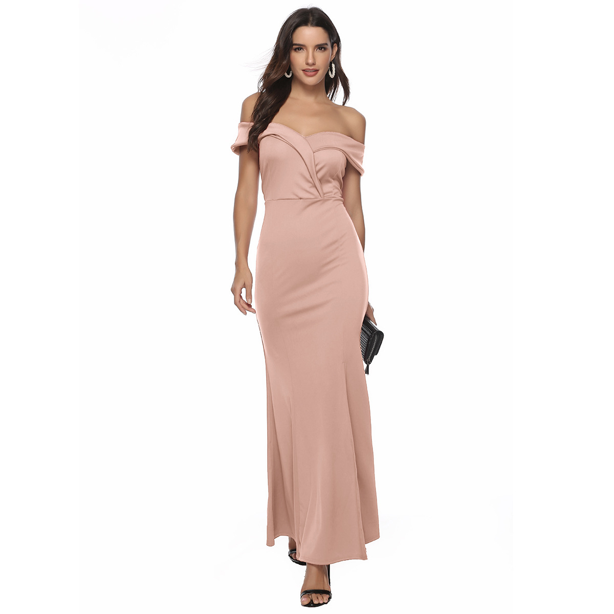 wholesale women s clothing Nihaostyles V-neck split dress banquet evening dress NSYSM67015