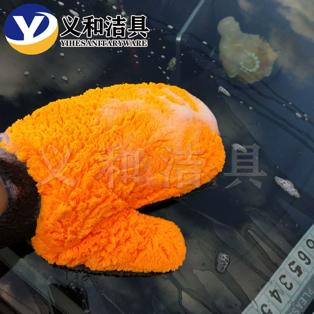 Прямые поставки с фабрики двусторонние коралловые флисовые перчатки для чистки автомобиля перчатки для мытья автомобиля перчатки для большого пальца бытовые товары для чистки автомобилей