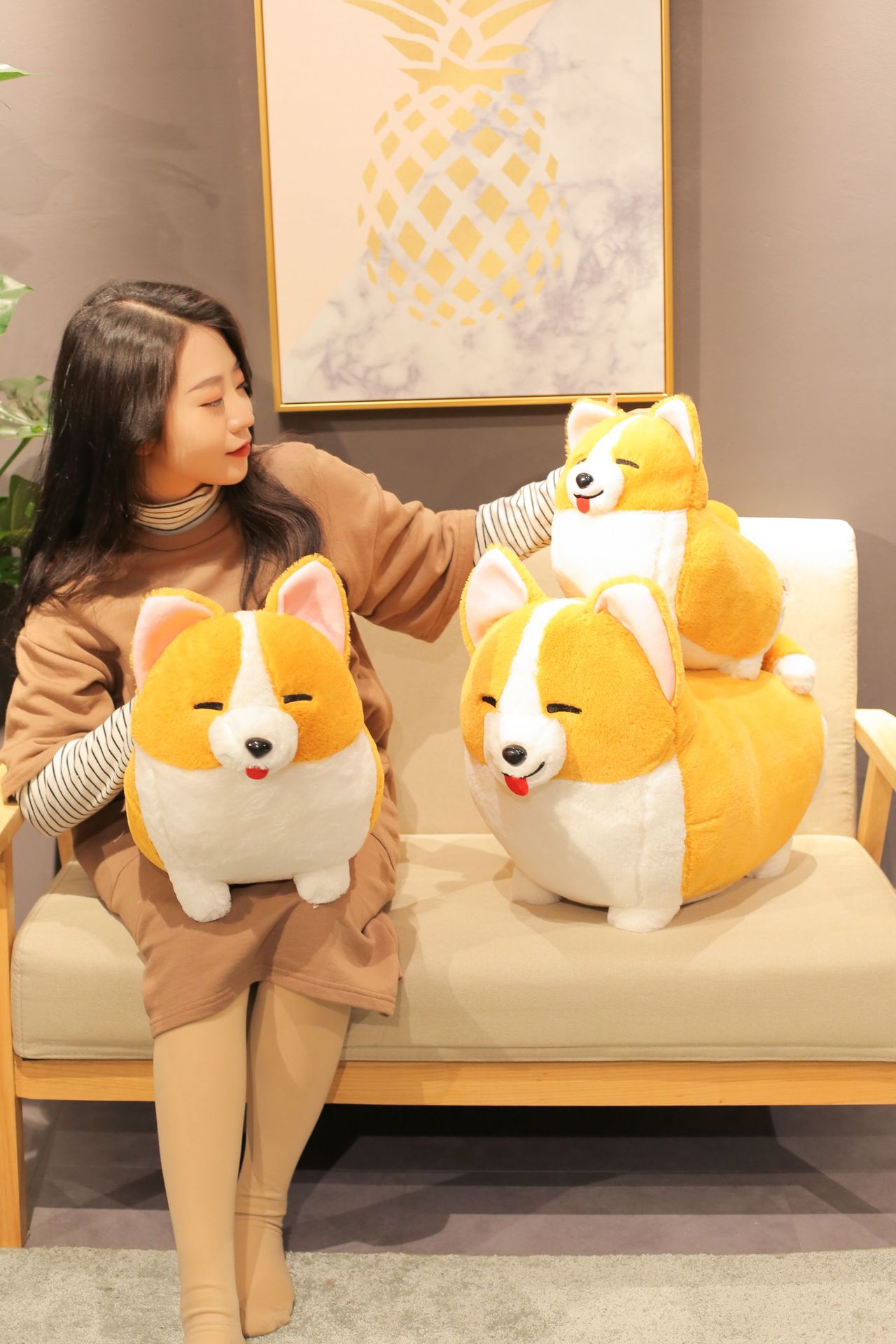 新款短腿桃心屁股柯基公仔