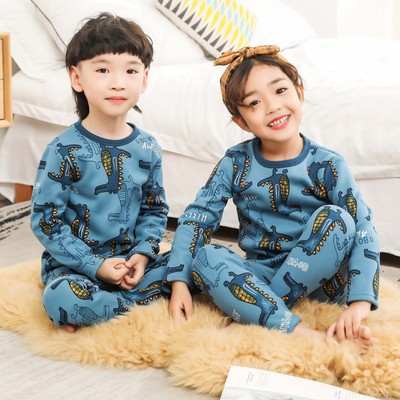 Children's clothing Boy girl Plush baby thickening Child Big boy Long johns Children thermal underwear sets winter