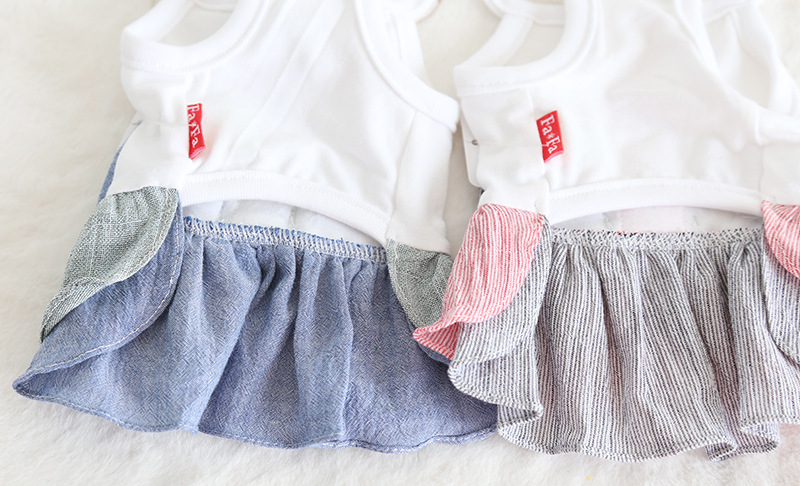 棉纱双色木扣裙