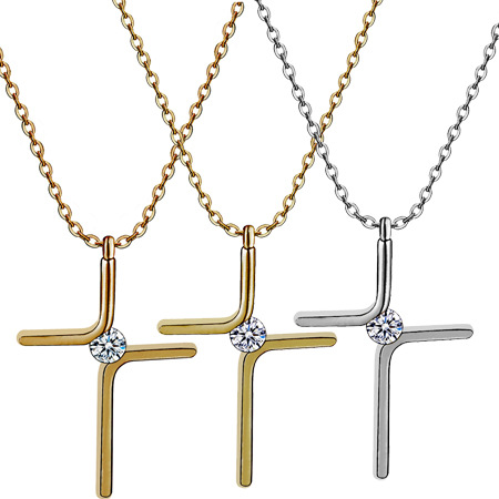 New Simple Cross Pendant Titanium Steel Necklace display picture 9