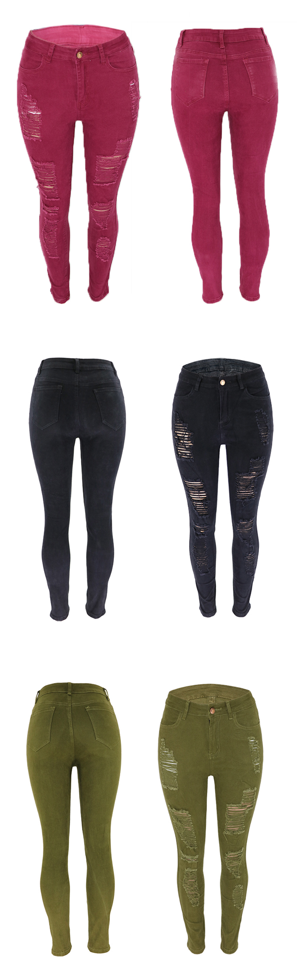 Dames jeans denim multicolour met distressed details_voghion.com