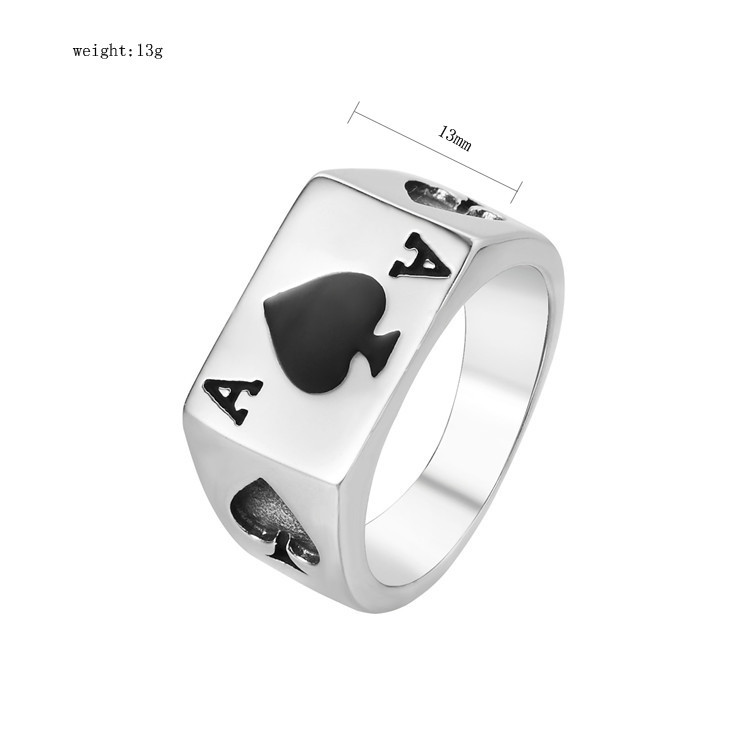 17g Weight Retro Poker Titanium Steel Men's Rings