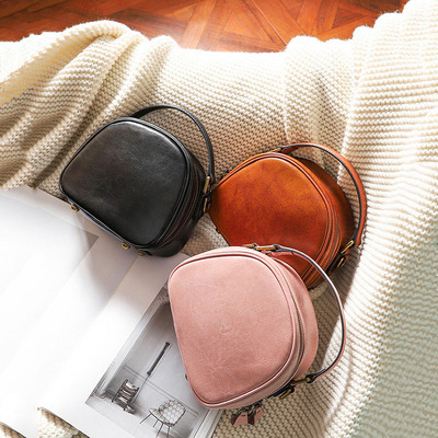 歐美風範潮流時尚單肩手提包真皮簡約複古小圓包 定制女包批發