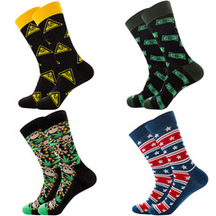 Cross-border Amazon autumn new Halloween skull men's socks dollar mid-calf socks striped star socks