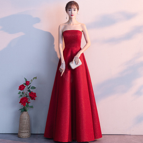 Evening Dresses cocktail party banquet dress vestido de banquete de cóctel Dress girl sexy bra shawl long wedding red evening dress dress