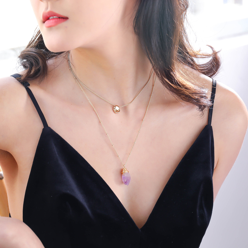 Fashion Purple Natural Stone Multi-layer Necklace Wholesale display picture 5