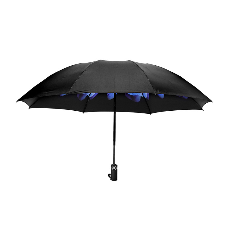 自动三折黑胶防晒太阳雨伞遮阳折叠伞防紫外线黑胶晴雨伞创意logo
