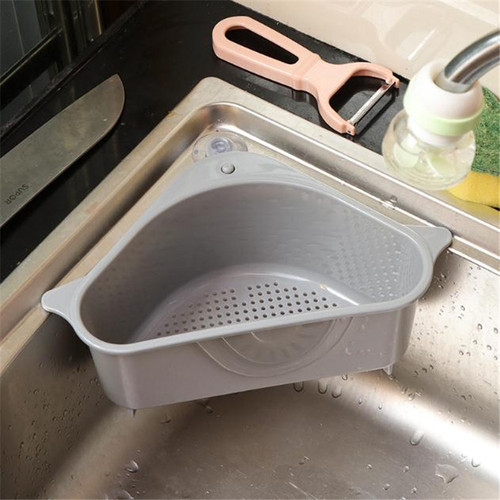 Kitchen suction cup triangle sponge draining rack sink fruit and vegetable holder basket leftover food filter mesh fruit basket