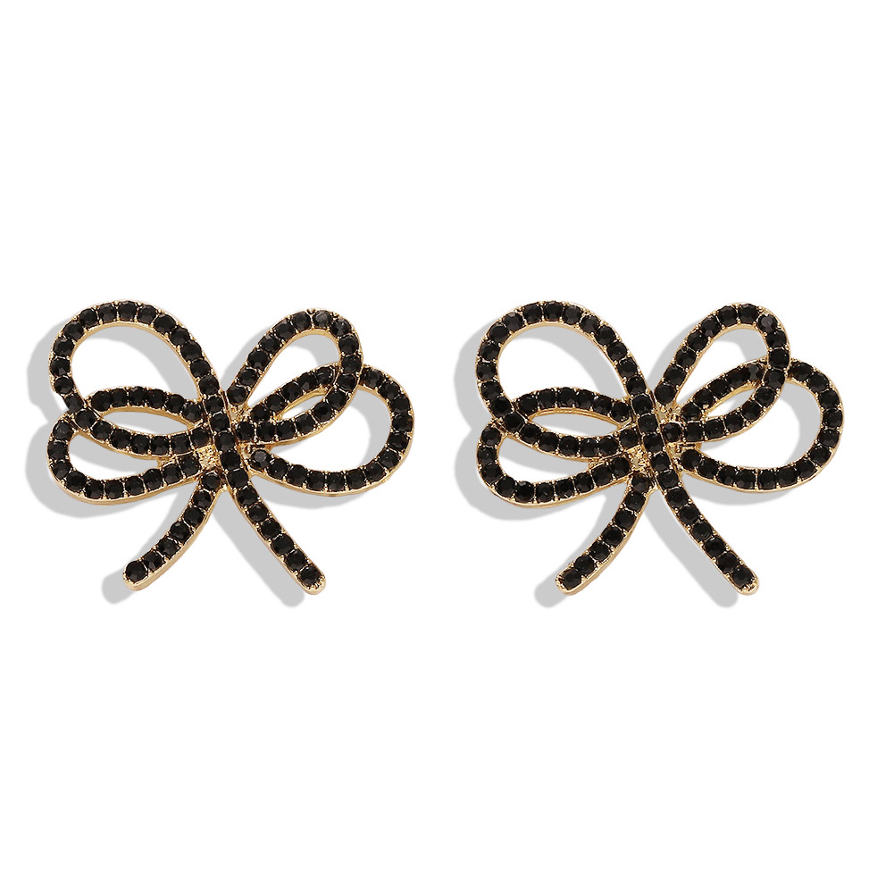 Alloy Diamond Bow Earrings Korean New Fashion Earrings Simple Wild Earrings display picture 5