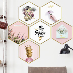 Wall stickers decorate girl's heart bedroom pink bedroom bed warm and simple Nordic wall ins style stickers gilt