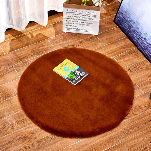 Manufacturer wholesale faux rabbit hair carpet living room bedroom coffee table bed side round rug entryway foot mat short plush