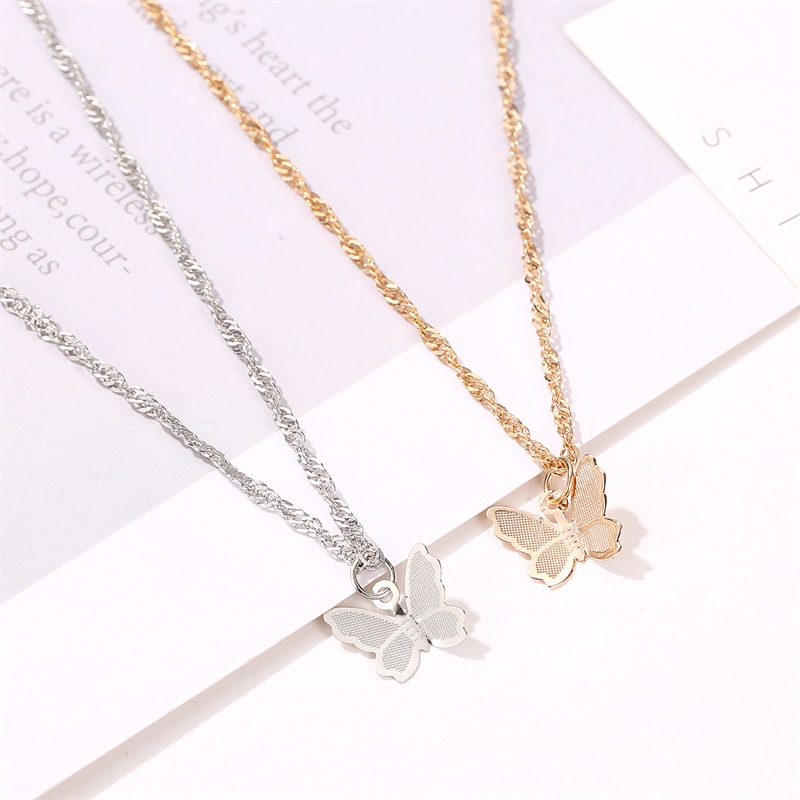 fashion geometric butterfly pendent twist chain copper necklace femalepicture1