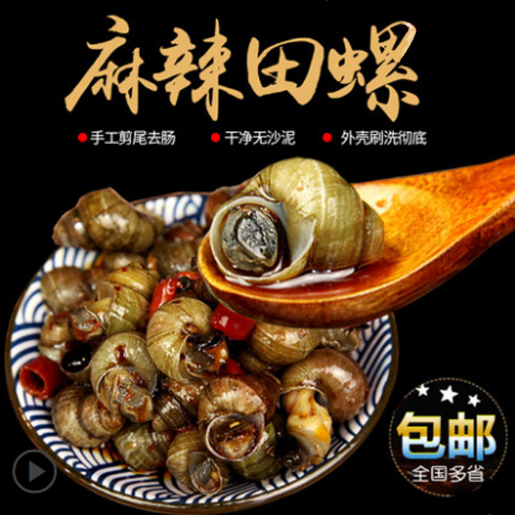 曉飛歌潛江麻辣田螺泥螺熟食香辣螺蛳即食零食500g盒裝 2盒包郵