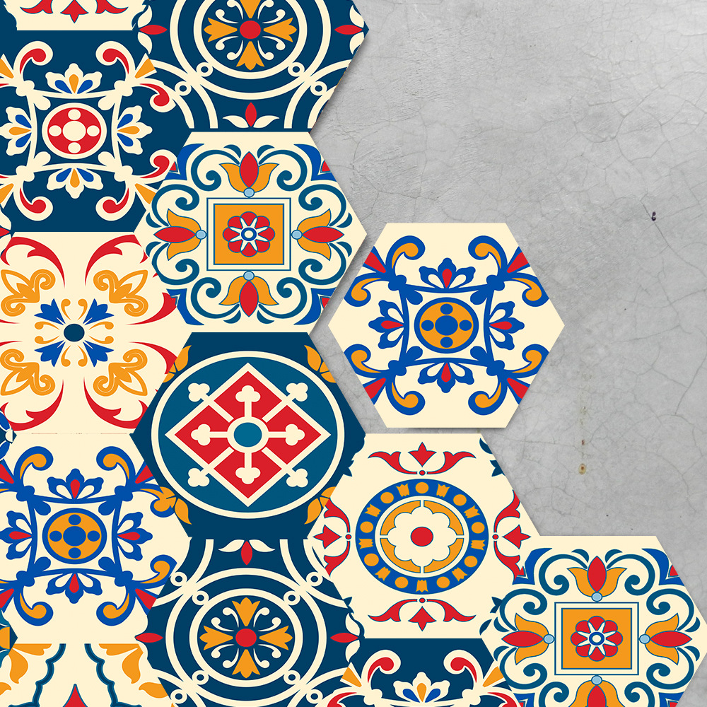 Exclusive Of Moroccan Style Hexagonal Twill Floor Stickers, Bathroom Kitchen Wall Stickers, Peel-off Wear-resistant Anti-slip Mats