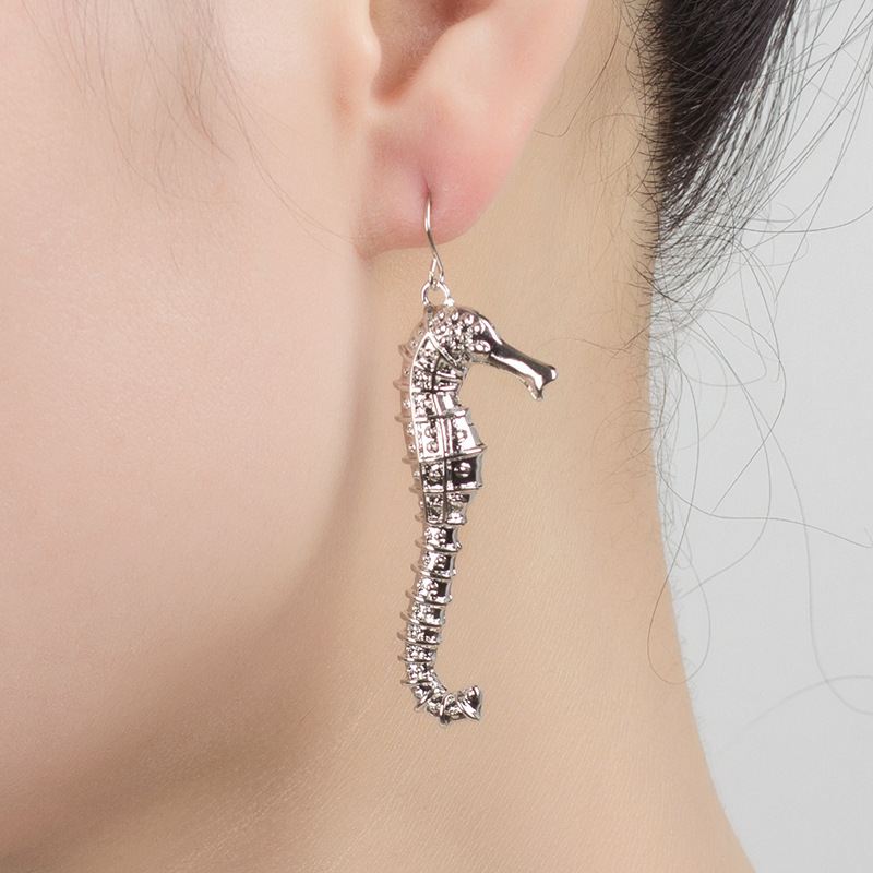 9g Weight Earrings Classification Women'S Gender Gold, Silver Color Shell Seahorse Starfish Gold Earrings 6