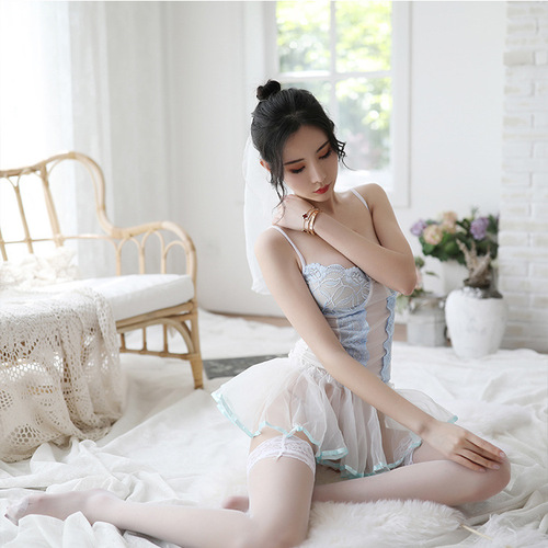 Night beautiful sexy lingerie sexy lace underwire push-up see-through backless suspender nightgown foreign trade dropshipping