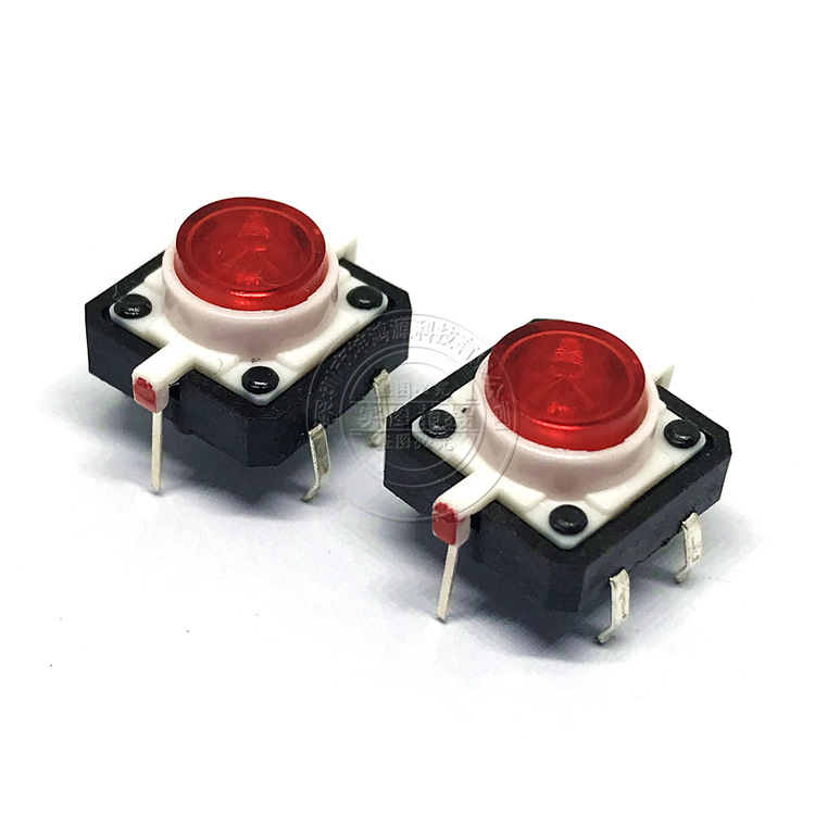 轻触开关带灯 12*12*7 立式带灯轻触开关  12x12按键微动开关