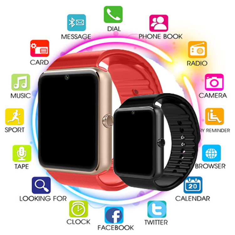 工厂爆款GT08智能手表成人蓝牙可插卡运动计步礼品智能穿戴手表|ms