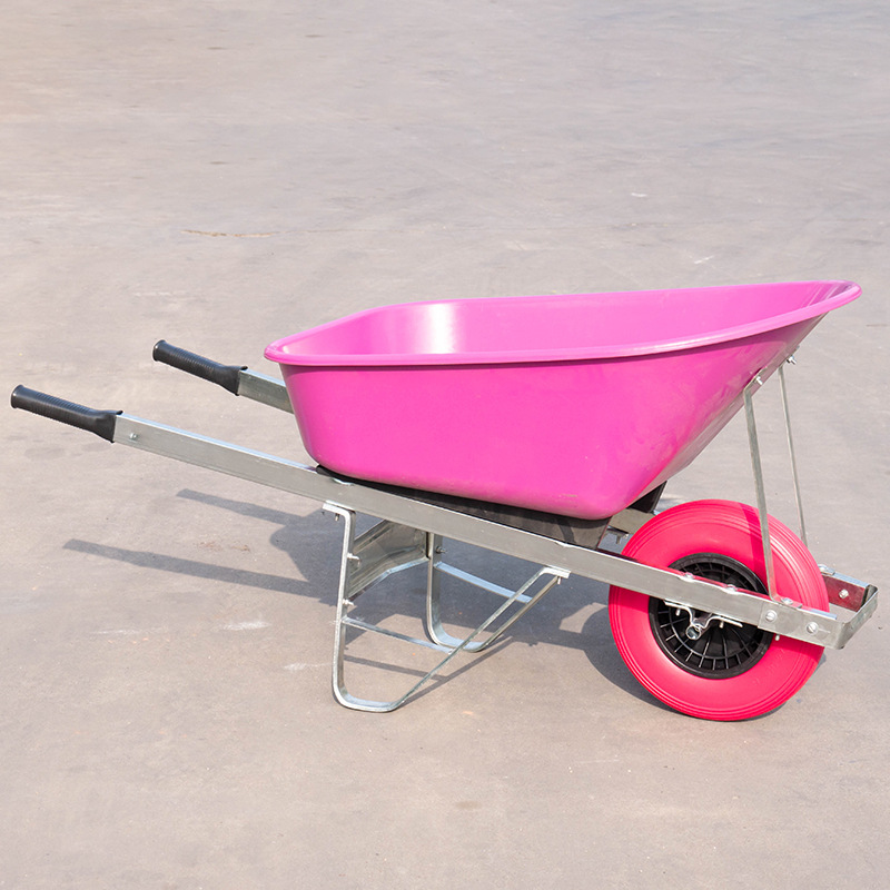 独轮小推车养殖农用草料畜牧翻斗花园人力垃圾搬运双轮手推车粉色