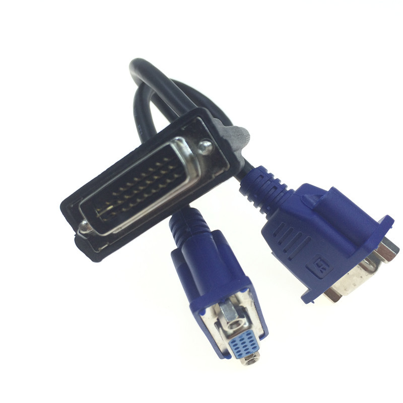 dvi24+5针转双口VGA连接线dvi-i公转2个VGA母线DVI一分二个VGA线