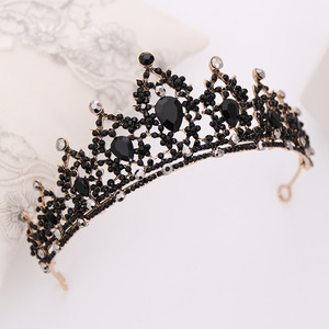 Hairpin hair clip hair accessories for women Mother crown Baroque retro crown headband black water diamond crown birthday headdress